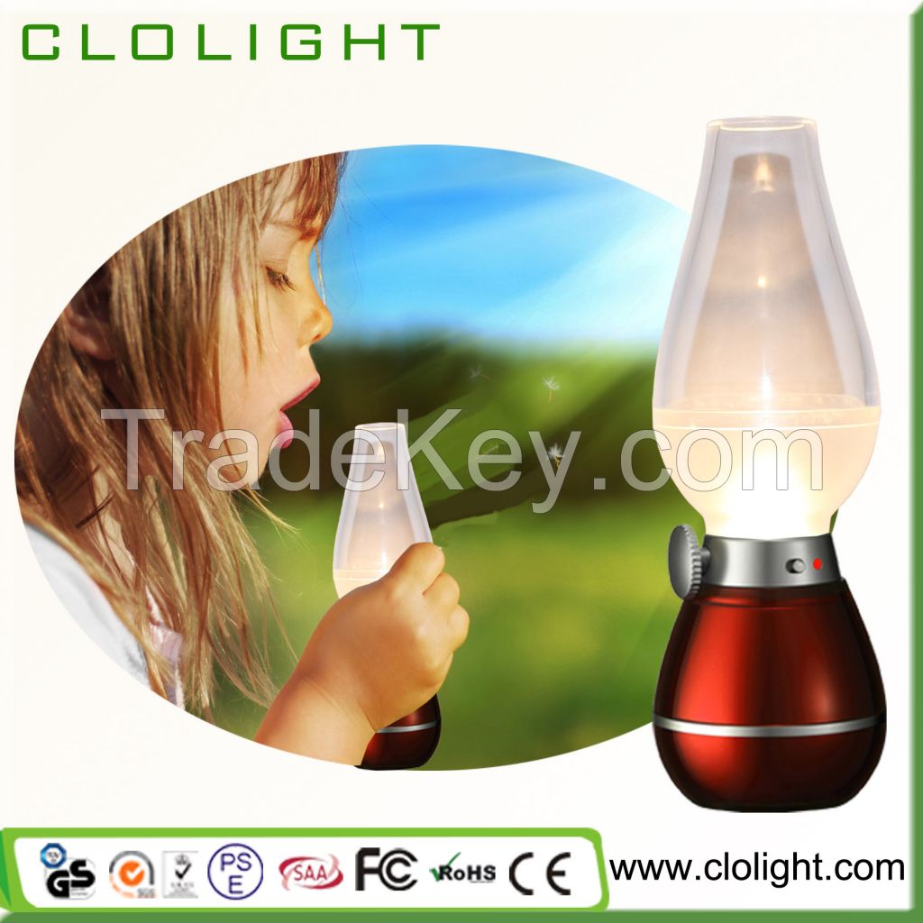 Rechargeable LED Night Light Retro Blowing Control Table Light