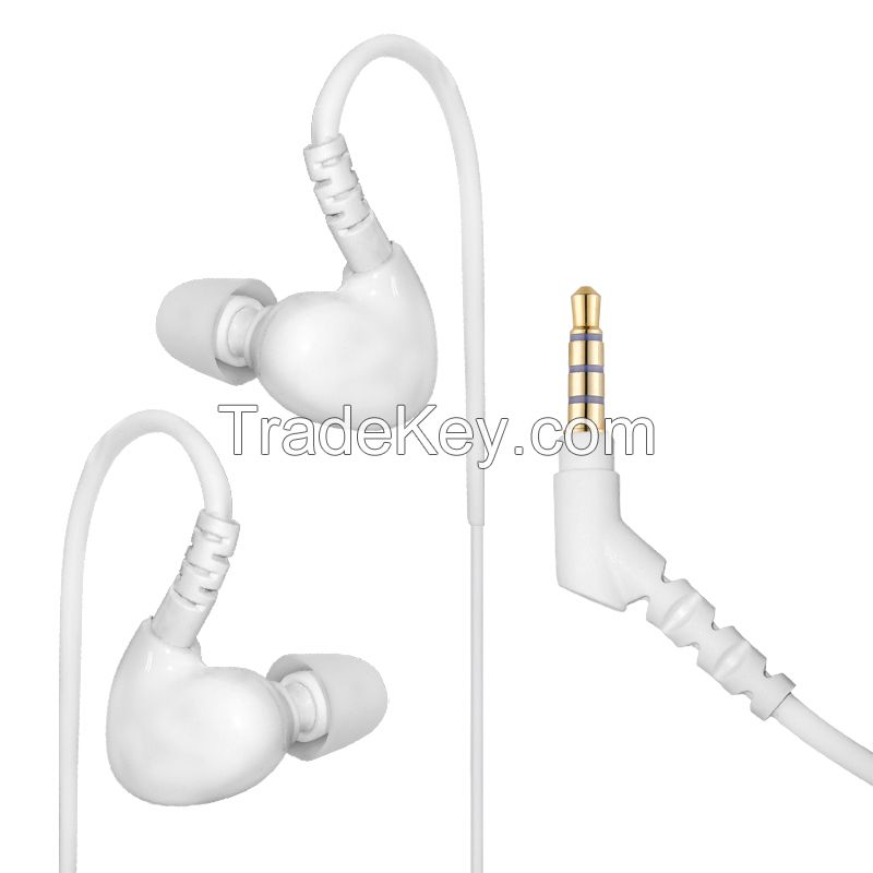 Ear hook style earphone with three button control and reinforced plug