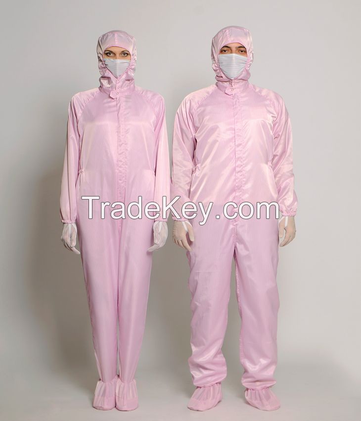 esd antistatic cleanroom suit/ working garments/ workwear with hood an