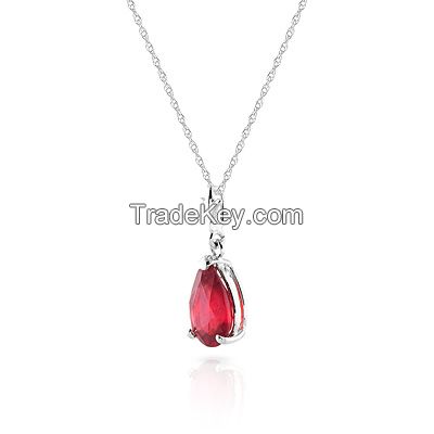 9ct White Gold Belle Necklace with 1.75ct Ruby Pendant