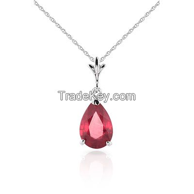 9ct White Gold Belle Necklace with 1.75ct Ruby Pendant