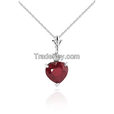 9ct White Gold Heart Necklace with 1.45ct Ruby Pendant