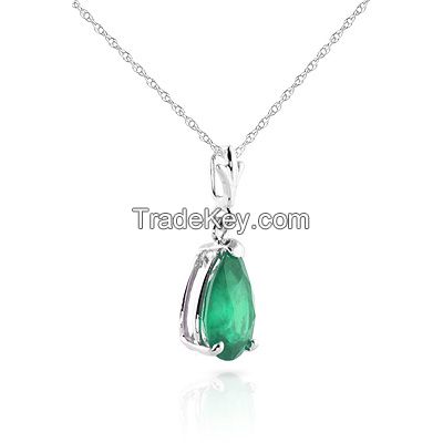 9ct White Gold Belle Necklace with 1.0ct Emerald Pendant