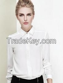 New Mandarin Orange Style Women Shirt With Lapel Collar