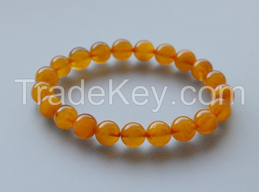 Baltic amber round balls bracelet 9 mm 4538