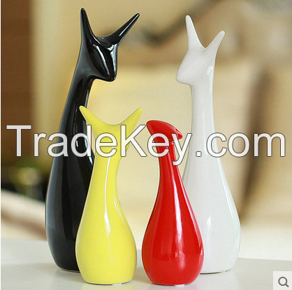 cute and lovely red glazed polishing familly deer three set for wedding or home deco