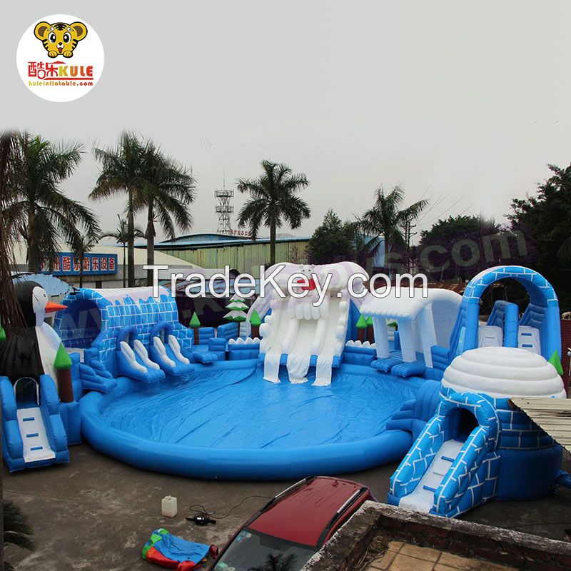 KULE toys inflatable water park icy world park with pool for sale