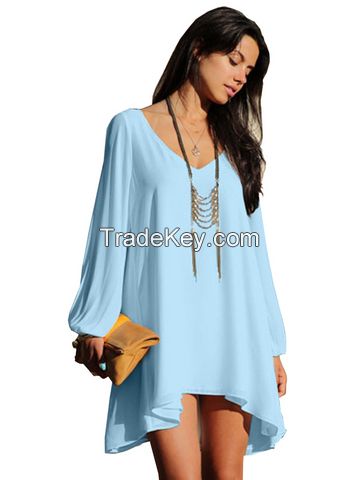 Plus Size Irregular Hem Hollow Out Chiffon Dress For Woman - US$ 8.99