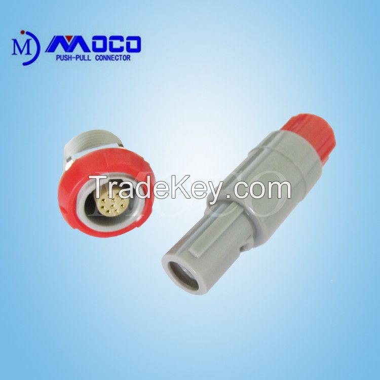 China female and male 10 pin circular self latching plastic medical connector