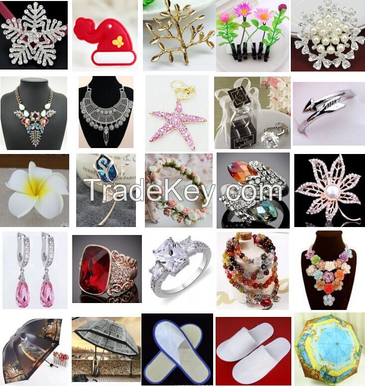 various kinds of fashion jewelry accessories:such as alloy jewelry, handmade jewelry, earrings, bracelets, rings, jewelry sets, brooches, hair accessories and bridal jewelry etc .