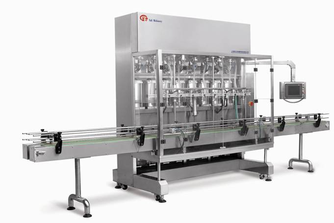 Automatic piston double row linear liquid filling machine