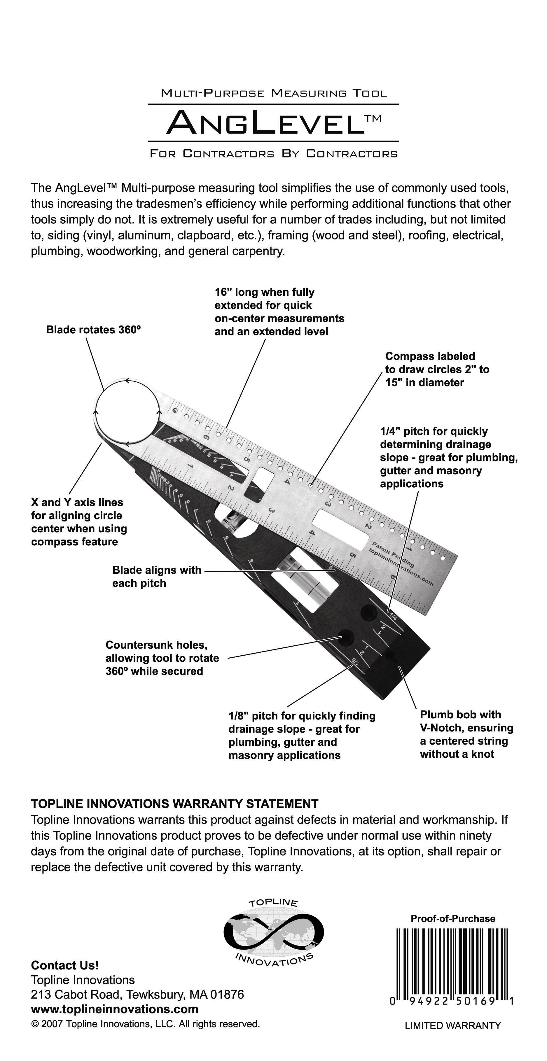 Anglevel 7in1 Multi-Purpose Measuring Hand Tool