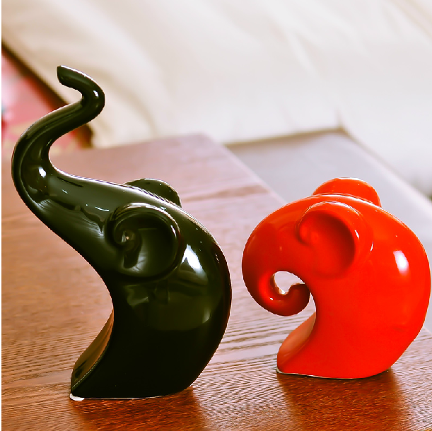 Ccreative Ceramic Couple Elephant 2 Pieces/set Modern Home Pottery Decoration