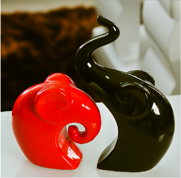 Ccreative Ceramic Couple Elephant 2 Pieces/set Modern Home Pottery Decoration
