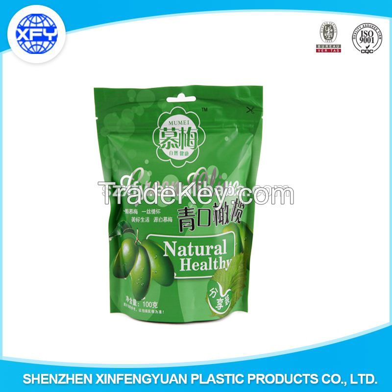 BOPP Laminated CPP heat seal zipper bag for packing snack