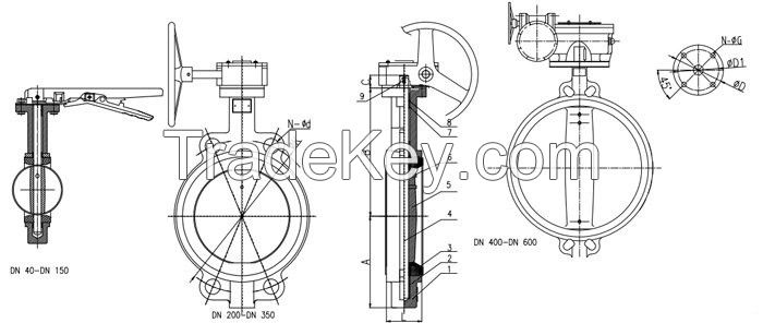 Wafer universal butterfly valve, Cast Iron butterfly valve