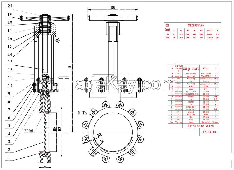 Rising & Non-rising stem resilient seated flange knife gate valve