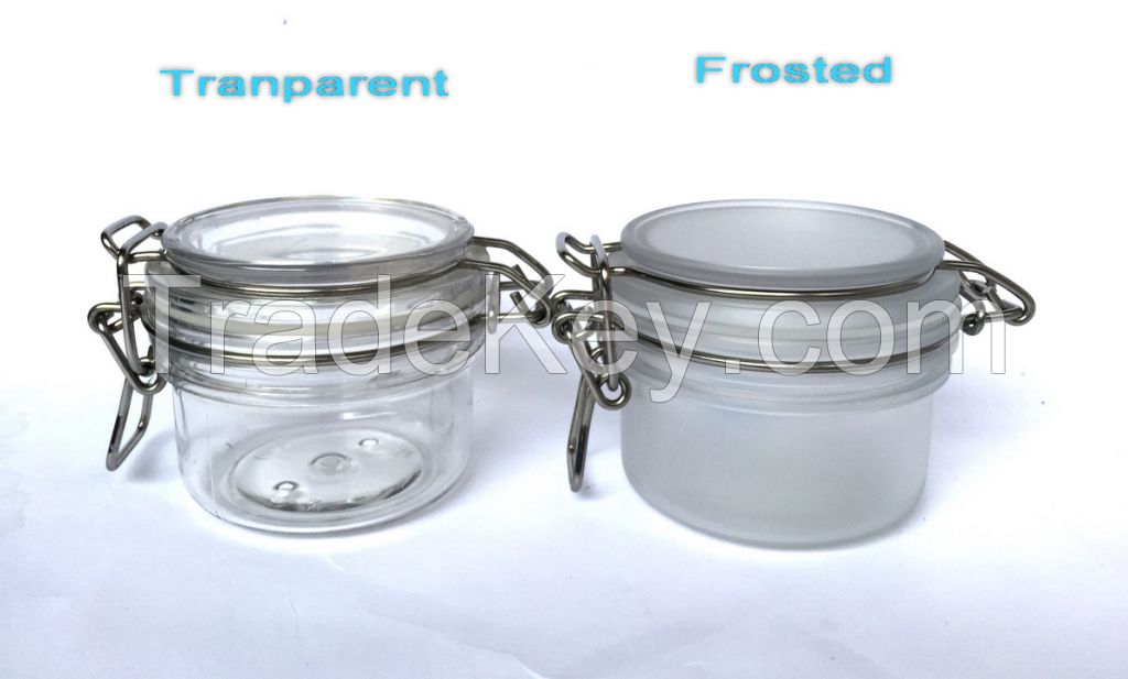 13.5 oz Clear PET Plastic Square Air Seal Jars (Bale Wire)
