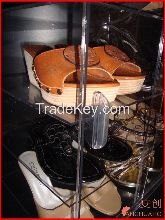 tiers acrylic shoes storage showcase