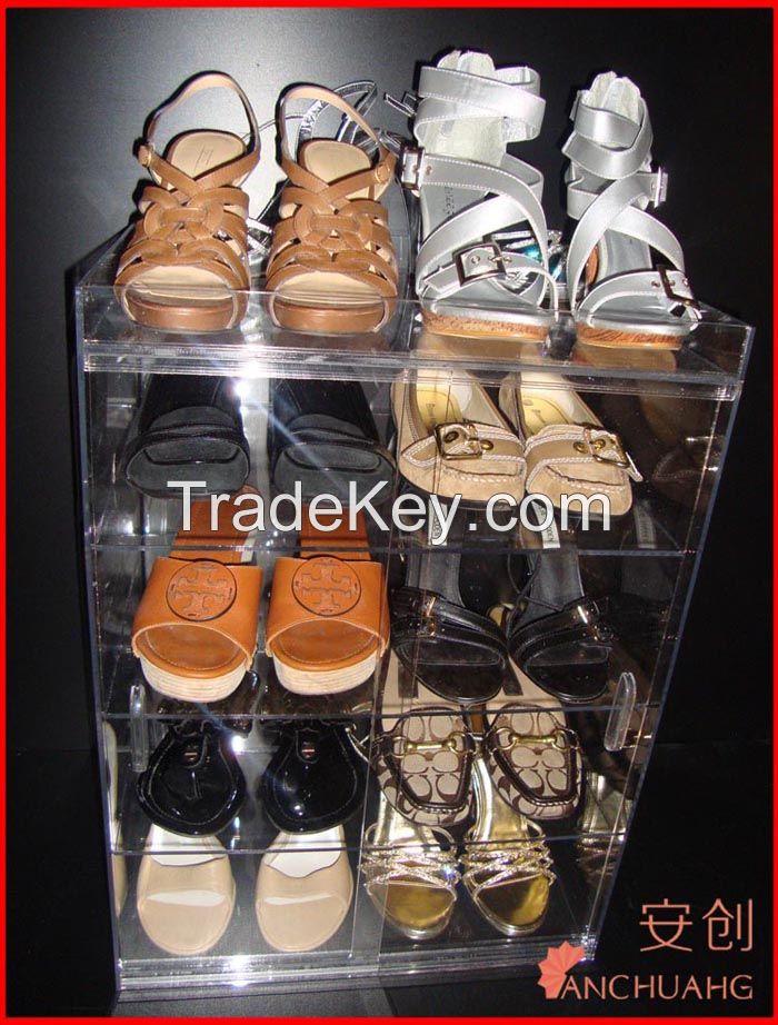 tiers acrylic shoes storage showcase