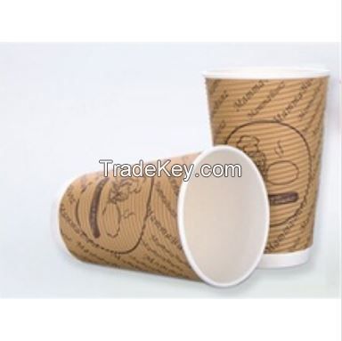 9oz food grade ripple disposable wall paper cup red color coffee cups custom logo