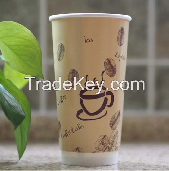 20oz fancy disposable pe paper hot drink cups big volume take away coffee cups
