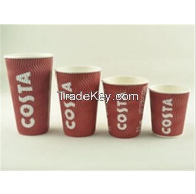 3oz-24oz one-off disposable ripple double wall disposable coffee cup take away paper cups