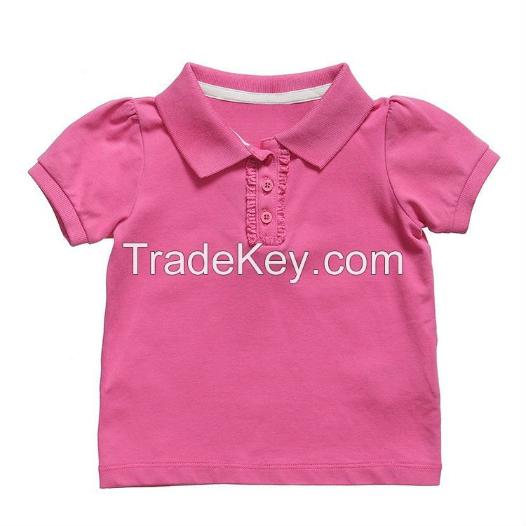 100% cotton wholesale plain cute kids polo shirts for girls 