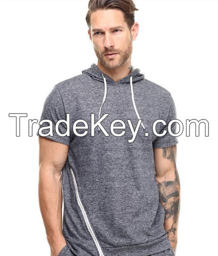 Competitive price Nice looking men's fitness short sleeve hoodies