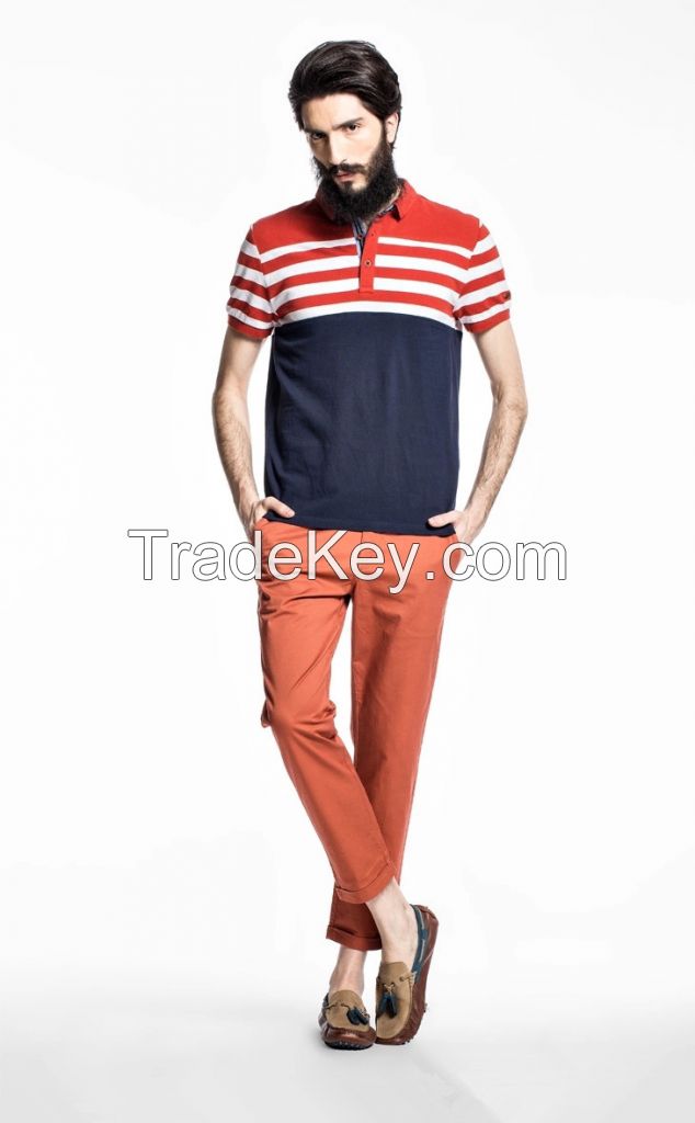 latest design striped polo shirt men 