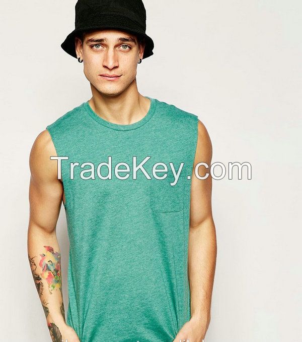 2016 new arrival custom men plain t shirts sleeveless t-shirt running cotton shirt with pocket for men fancy men t-shirt