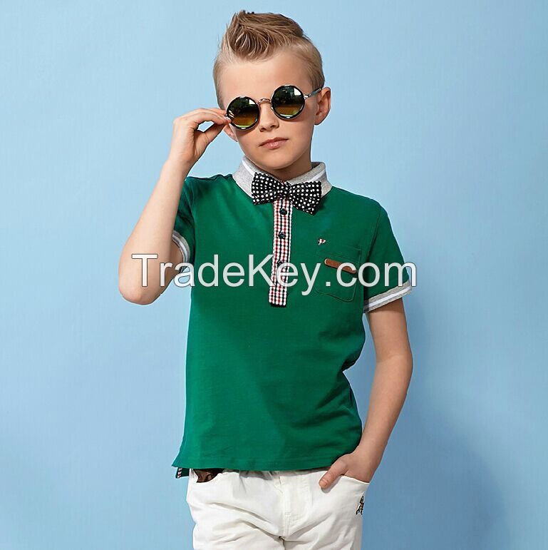 green elegant stand collar polo shirt