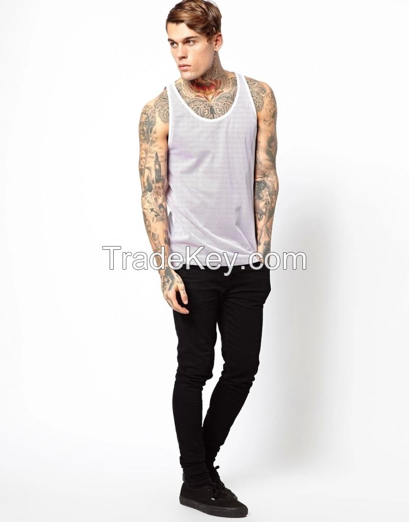 Men's high quality mesh fabric sport tank top wholesale