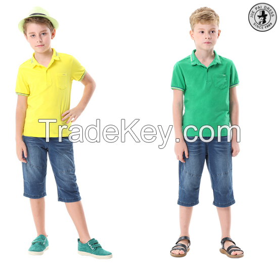 Kids Polo Shirts Customized Logo, Yellow Polo Shirt With Collar 