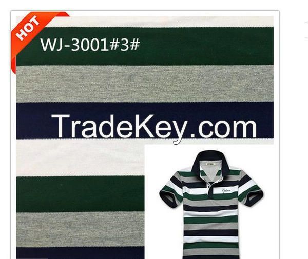 2016 hot sale cotton pique striped knitted fabric for polo shirt