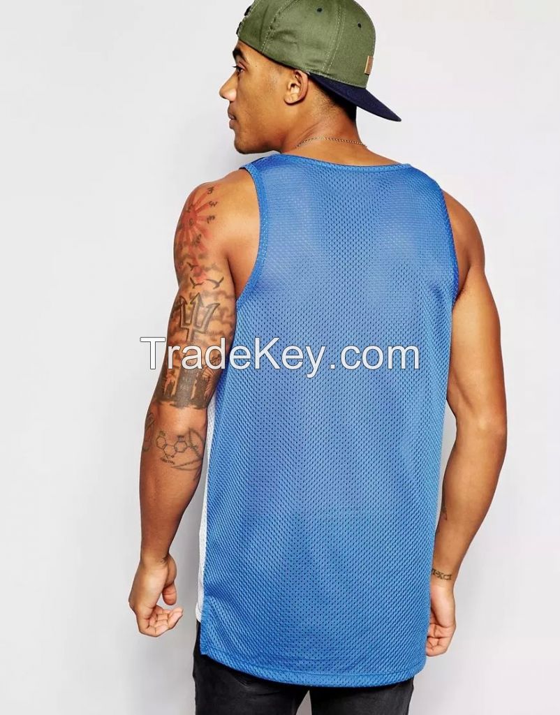 mesh fabric basketball sport color combination sleeveless shirt