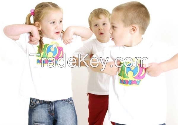 Wholesale 100%cotton white printed t-shirt children