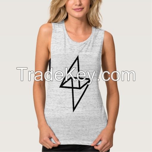 hotsale round neck printed cotton custom tank top design for lady