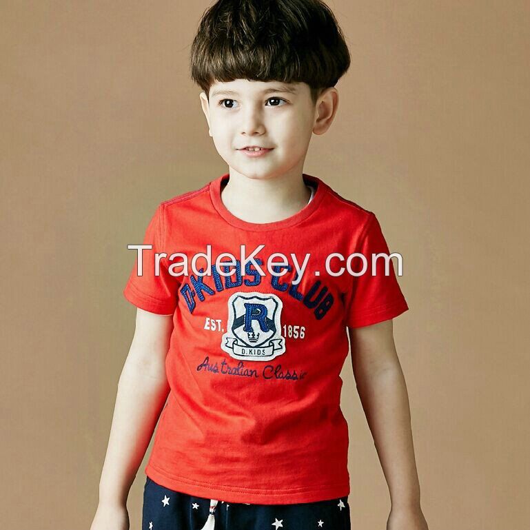 factory prices 2015 top fashion embroidered printed 100 cotton fashion kids clothes red blue pure color boys plain t shirt