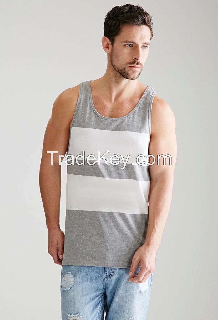 custom striped gym tank top men