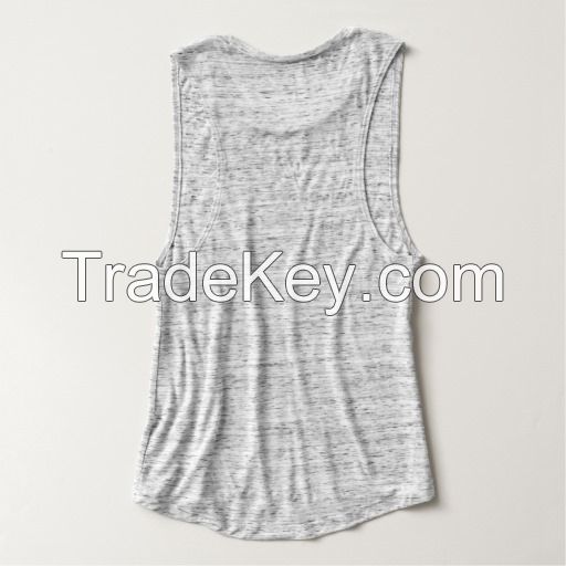 hotsale round neck printed cotton custom tank top design for lady