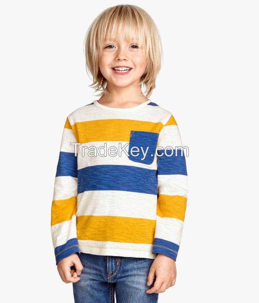 latest fashion blue yellow pocket long sleeve kids thermal wear