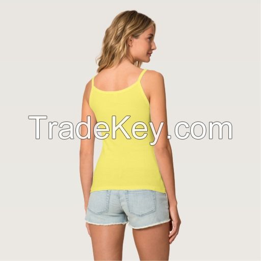 custom yellow letter printing stringer tank top women with hotsale