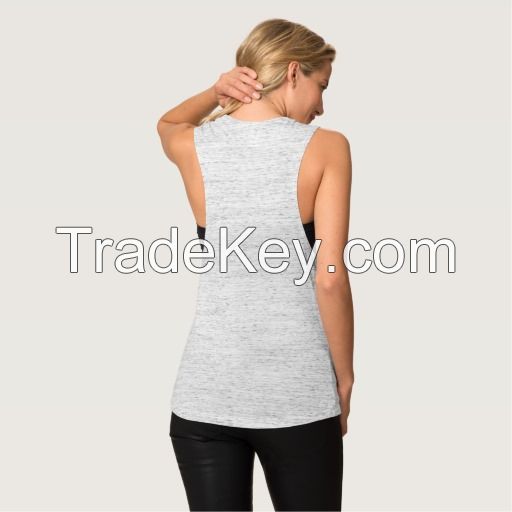 hotsale round neck printed cotton custom tank top design for lady