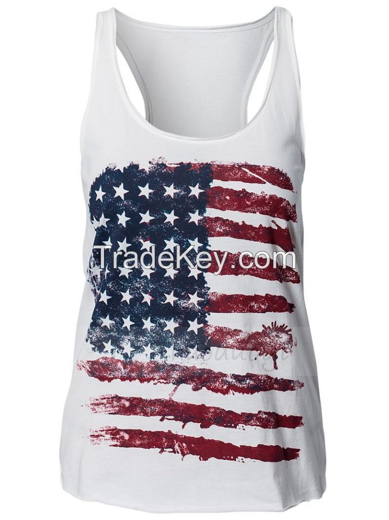 fashion printing lady's cotton tank top cheap wholesale