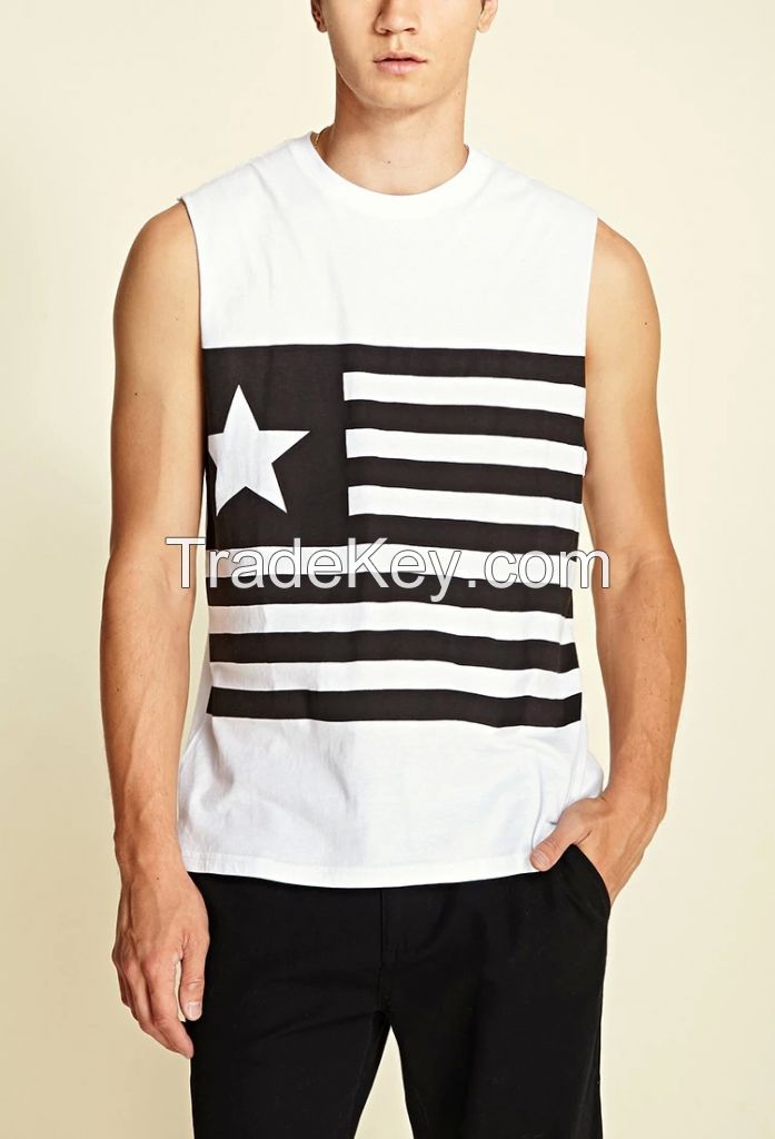 fashion design printed sleeveless tank top 