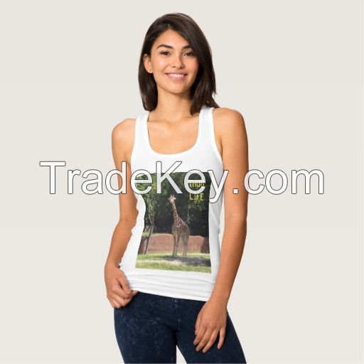 wholesale ladies custom printed tank top with Giraffe printing
