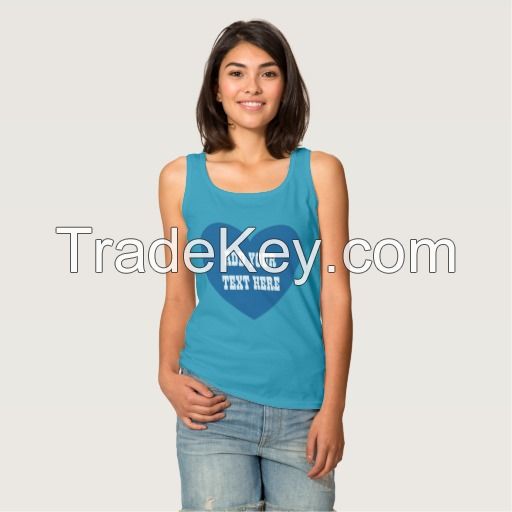 wholesale solid plain heart printing modern girls tank top