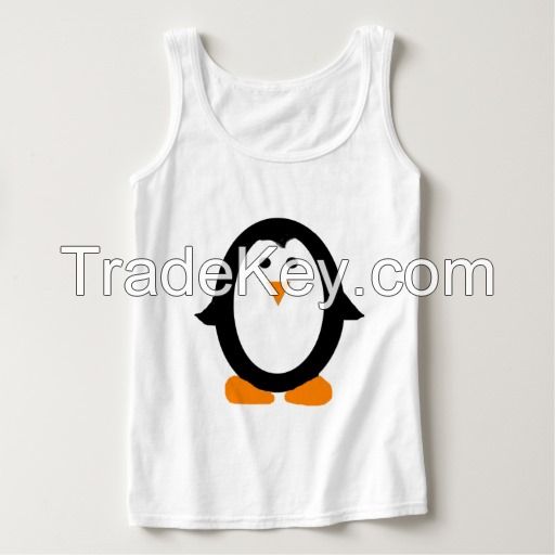 new design cheap plain white Penguin printing tank top girls hotsale