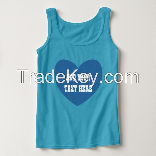 wholesale solid plain heart printing modern girls tank top